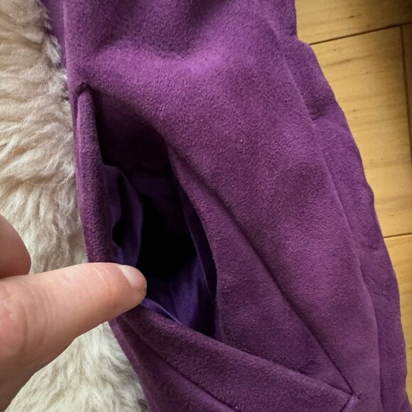 Purple Suede Sheepskin Shearling Leather Vintage Fur Penny Lane Long Maxi Coat S - Picture 10 of 12